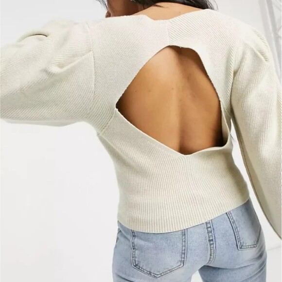 FREE PEOPLE Ivory Saffron Fitted Sweater SZ medium - Picture 2 of 6